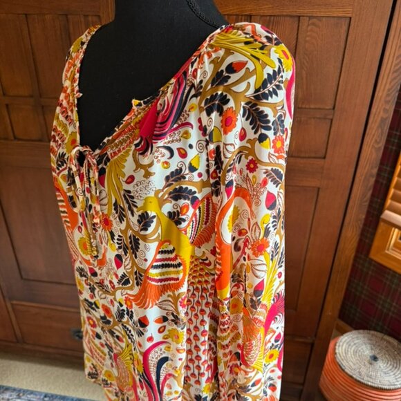 Charter Club Sheer Print Long Sleeve Blouse Size Medium - Picture 3 of 9